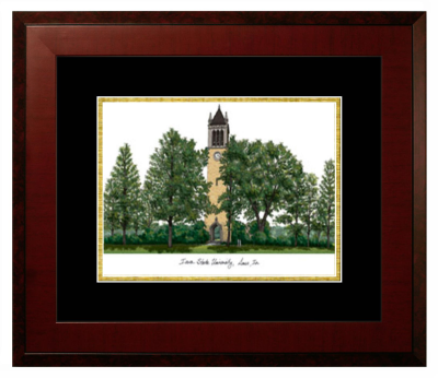 Lithograph Only Frame in Honors Mahogany with Black & Gold Mats