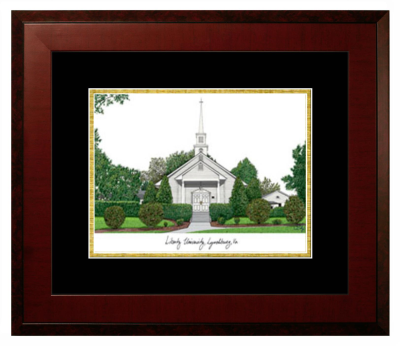 Lithograph Only Frame in Honors Mahogany with Black & Gold Mats