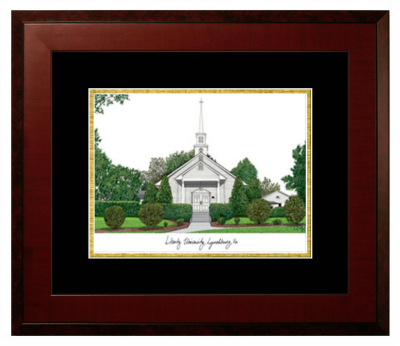 Liberty Home Bible Institute Lithograph Only Frame in Honors Mahogany with Black & Gold Mats