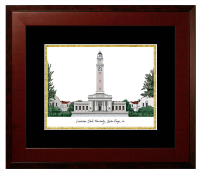 Lithograph Only Frame in Honors Mahogany with Black & Gold Mats