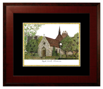 Lithograph Only Frame in Honors Mahogany with Black & Gold Mats