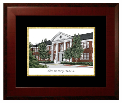 Lithograph Only Frame in Honors Mahogany with Black & Gold Mats