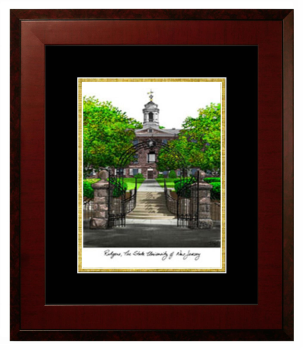 Lithograph Only Frame in Honors Mahogany with Black & Gold Mats