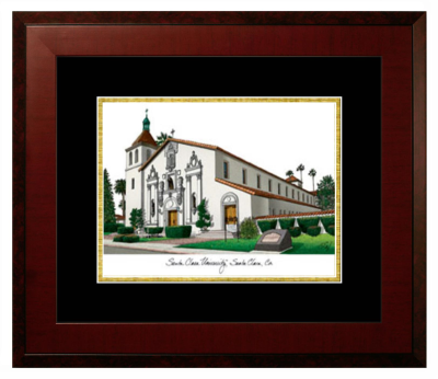 Lithograph Only Frame in Honors Mahogany with Black & Gold Mats