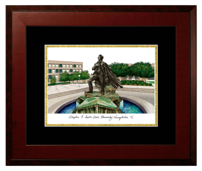 Lithograph Only Frame in Honors Mahogany with Black & Gold Mats