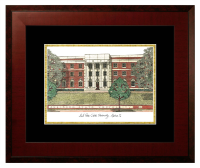 Lithograph Only Frame in Honors Mahogany with Black & Gold Mats