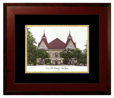 Lithograph Only Frame in Honors Mahogany with Black & Gold Mats