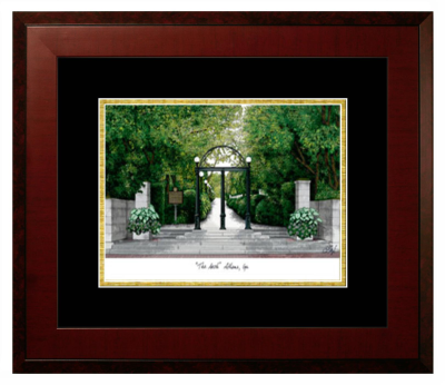 Lithograph Only Frame in Honors Mahogany with Black & Gold Mats