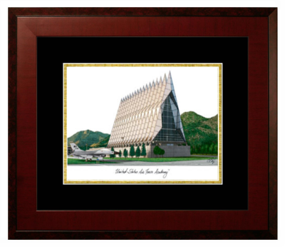 Lithograph Only Frame in Honors Mahogany with Black & Gold Mats