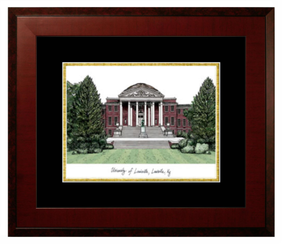 Lithograph Only Frame in Honors Mahogany with Black & Gold Mats