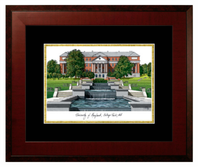 Lithograph Only Frame in Honors Mahogany with Black & Gold Mats