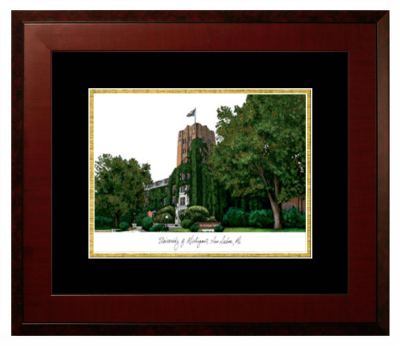 Lithograph Only Frame in Honors Mahogany with Black & Gold Mats