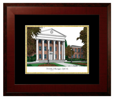 Lithograph Only Frame in Honors Mahogany with Black & Gold Mats