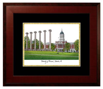 Lithograph Only Frame in Honors Mahogany with Black & Gold Mats