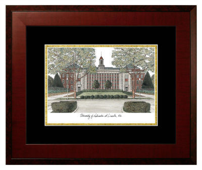 Lithograph Only Frame in Honors Mahogany with Black & Gold Mats