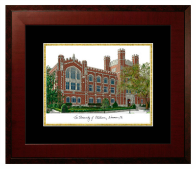 Lithograph Only Frame in Honors Mahogany with Black & Gold Mats