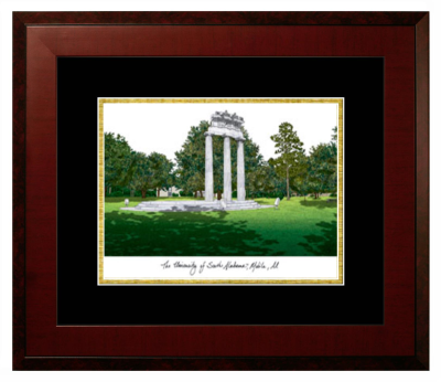 Lithograph Only Frame in Honors Mahogany with Black & Gold Mats