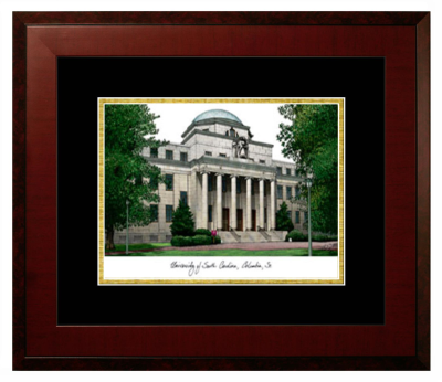 Lithograph Only Frame in Honors Mahogany with Black & Gold Mats