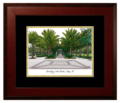 Lithograph Only Frame in Honors Mahogany with Black & Gold Mats