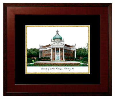 Lithograph Only Frame in Honors Mahogany with Black & Gold Mats