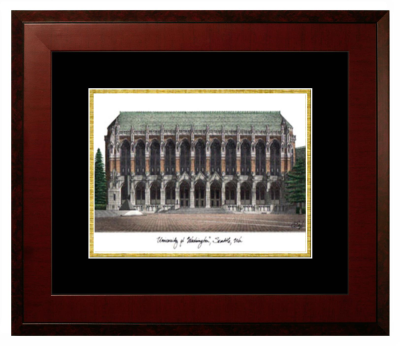 Lithograph Only Frame in Honors Mahogany with Black & Gold Mats