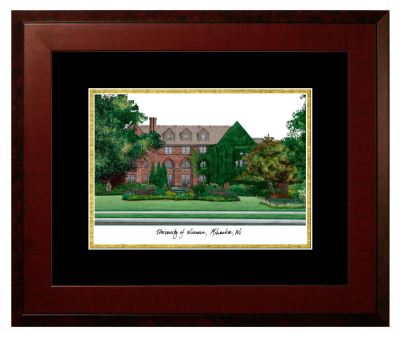 Lithograph Only Frame in Honors Mahogany with Black & Gold Mats