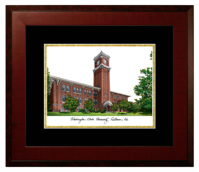 Lithograph Only Frame in Honors Mahogany with Black & Gold Mats