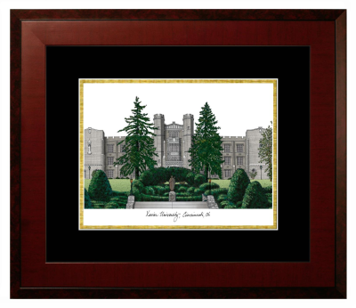 Lithograph Only Frame in Honors Mahogany with Black & Gold Mats