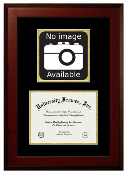 Double Opening with Campus Image (Unimprinted Mat) Frame in Honors Mahogany with Black & Gold Mats for DOCUMENT: 8 1/2"H X 11"W  