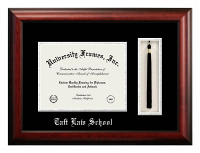 Diploma with Tassel Box Frame in Satin Mahogany with Black & Silver Mats for DOCUMENT: 8 1/2"H X 11"W  