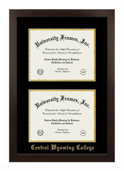 Double Degree (Stacked) Frame in Manhattan Espresso with Black & Gold Mats for DOCUMENT: 8 1/2"H X 11"W  , DOCUMENT: 8 1/2"H X 11"W  