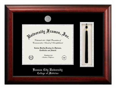 Diploma with Tassel Box Frame in Satin Mahogany with Black & Silver Mats for DOCUMENT: 8 1/2"H X 11"W  