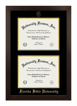 Double Degree (Stacked) Frame in Manhattan Espresso with Black & Gold Mats for DOCUMENT: 8 1/2"H X 11"W  , DOCUMENT: 8 1/2"H X 11"W  