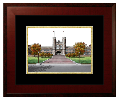 Lithograph Only Frame in Honors Mahogany with Black & Gold Mats