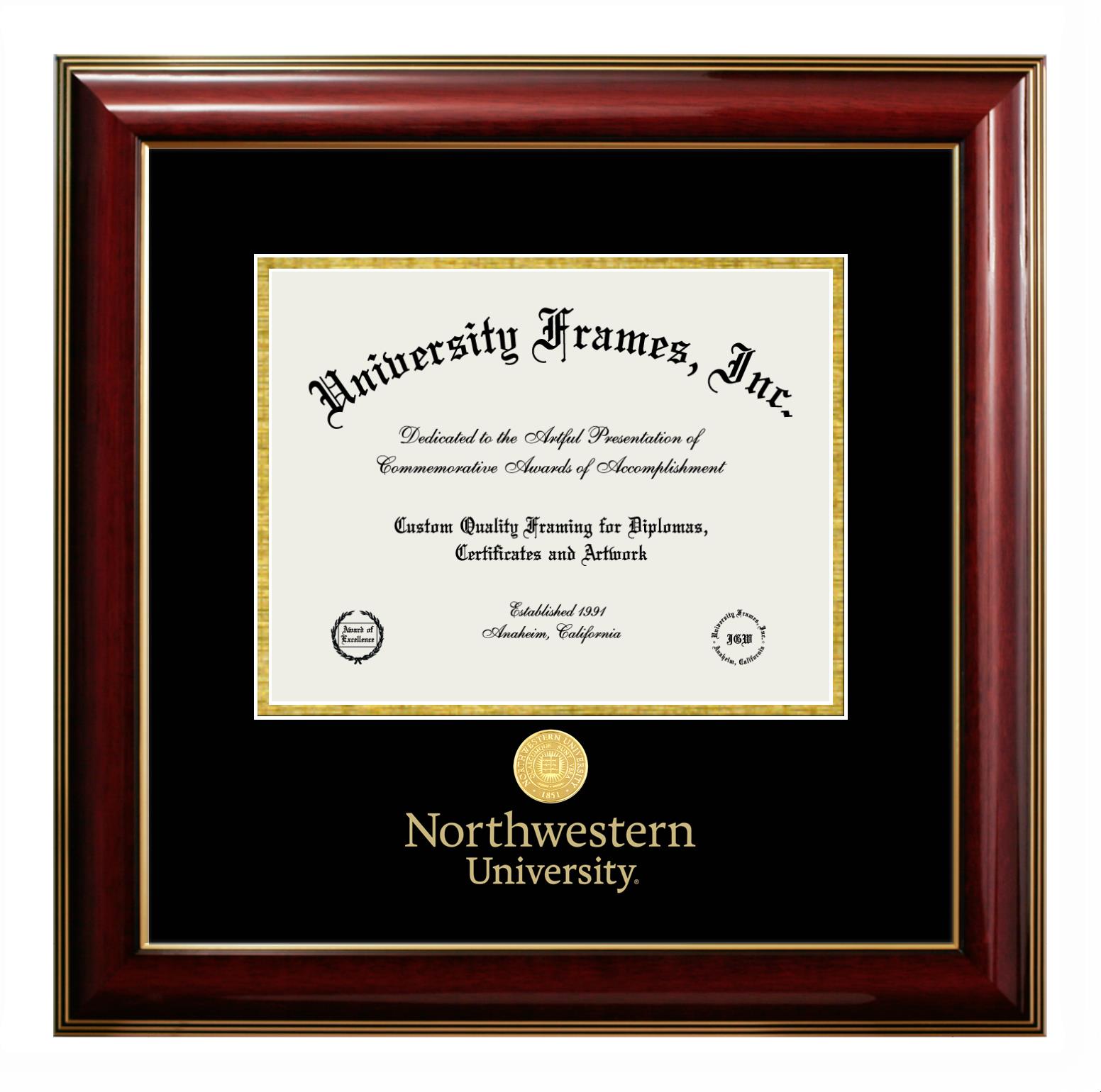 Northwestern University Diploma with Wordmark & Seal Below Frame in ...