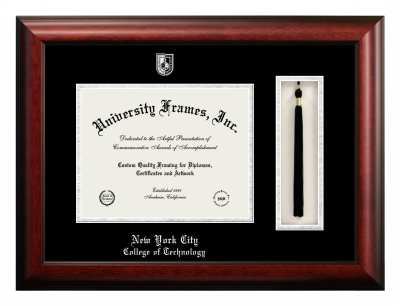 Diploma with Tassel Box Frame in Satin Mahogany with Black & Silver Mats for DOCUMENT: 8 1/2"H X 11"W  