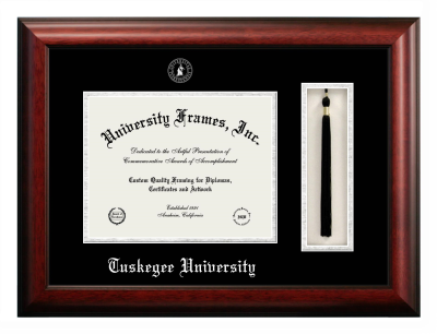 Diploma with Tassel Box Frame in Satin Mahogany with Black & Silver Mats for DOCUMENT: 8 1/2"H X 11"W  