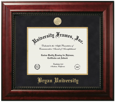 Bryan University Diploma Frame in Executive with Gold Fillet with Black Suede Mat for DOCUMENT: 8 1/2"H X 11"W  