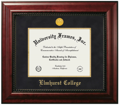 Elmhurst College Diploma Frame in Executive with Gold Fillet with Black Suede Mat for DOCUMENT: 8 1/2"H X 11"W  