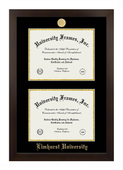 Double Degree (Stacked) Frame in Manhattan Espresso with Black & Gold Mats for DOCUMENT: 8 1/2"H X 11"W  , DOCUMENT: 8 1/2"H X 11"W  