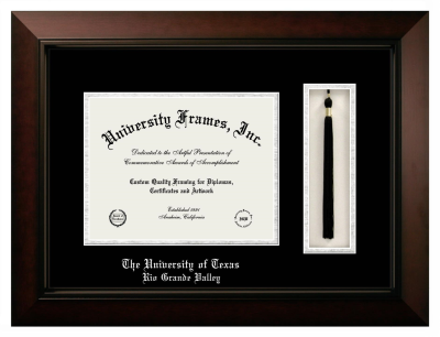 Diploma with Tassel Box Frame in Legacy Black Cherry with Black & Silver Mats for DOCUMENT: 8 1/2"H X 11"W  