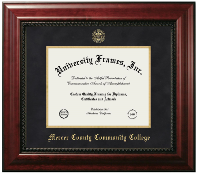 Mercer County Community College Diploma Frame in Executive with Gold Fillet with Black Suede Mat for DOCUMENT: 8 1/2"H X 11"W  