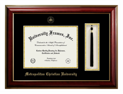 Diploma with Tassel Box Frame in Classic Mahogany with Gold Trim with Black & Gold Mats for DOCUMENT: 8 1/2"H X 11"W  