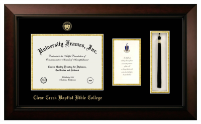 Diploma with Announcement & Tassel Box Frame in Legacy Black Cherry with Black & Gold Mats for DOCUMENT: 8 1/2"H X 11"W  ,  7"H X 4"W  