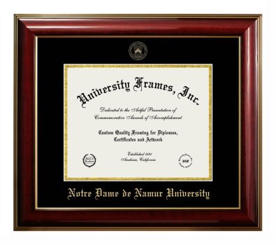 Diploma Frame in Classic Mahogany with Gold Trim with Black & Gold Mats for DOCUMENT: 8 1/2"H X 11"W  