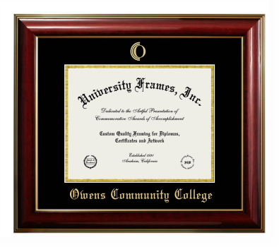 Diploma Frame in Classic Mahogany with Gold Trim with Black & Gold Mats for DOCUMENT: 8 1/2"H X 11"W  