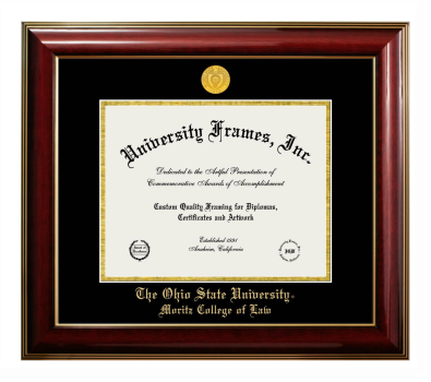 Diploma Frame in Classic Mahogany with Gold Trim with Black & Gold Mats for DOCUMENT: 8 1/2"H X 11"W  