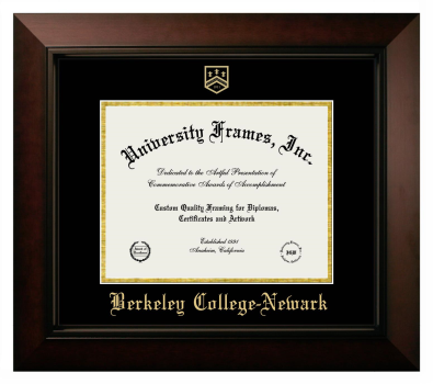 Berkeley College-Newark Diploma Frame in Legacy Black Cherry with Black & Gold Mats for DOCUMENT: 8 1/2"H X 11"W  