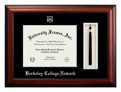 Diploma with Tassel Box Frame in Satin Mahogany with Black & Silver Mats for DOCUMENT: 8 1/2"H X 11"W  