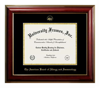 Diploma Frame in Classic Mahogany with Gold Trim with Black & Gold Mats for DOCUMENT: 8 1/2"H X 11"W  